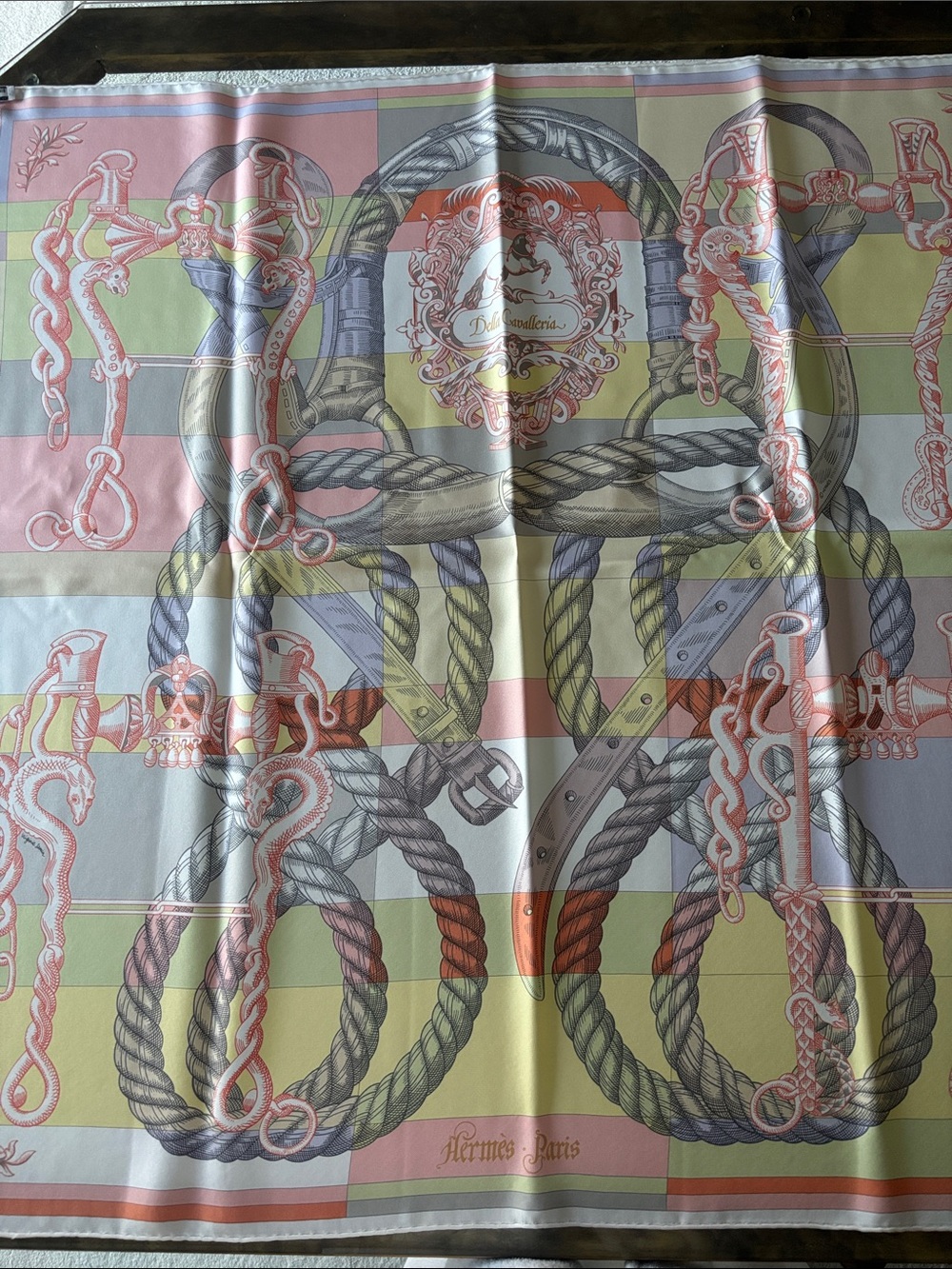 Hermès Paris Silk Scarf in Pastel Rope & Bit Print